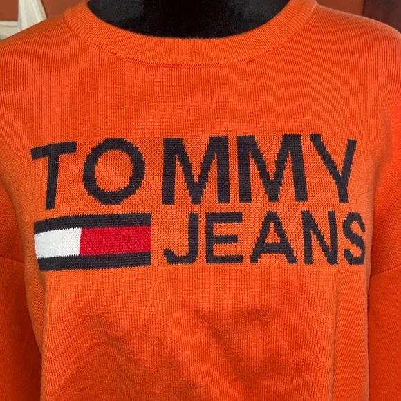 Tommy Hilfiger Jeans Orange Cropped Logo Sweater - Picture 3 of 10